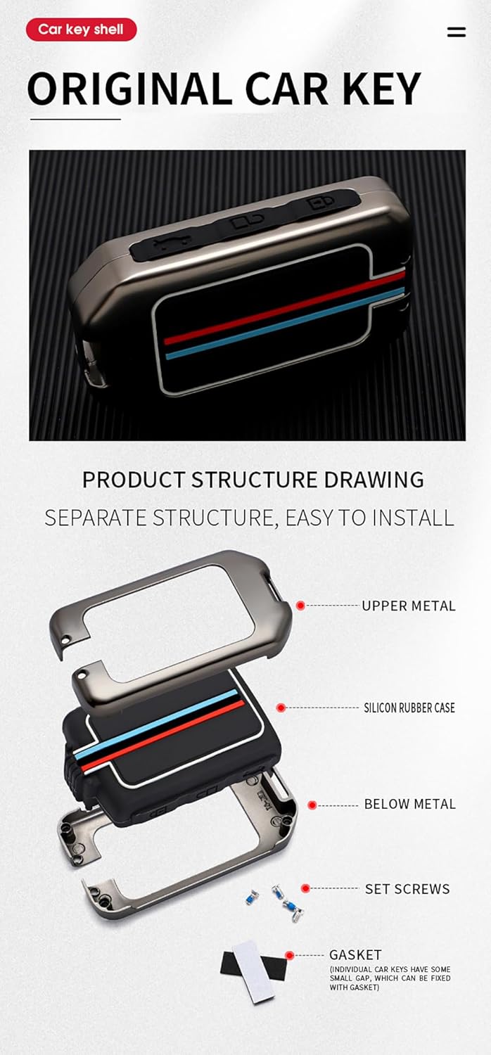 ontto Funda de metal para llavero Volvo Smart Remote sin llave, protector de llave de coche, anticaída, antiarañazos, para XC90, XC60, XC40, S60,
