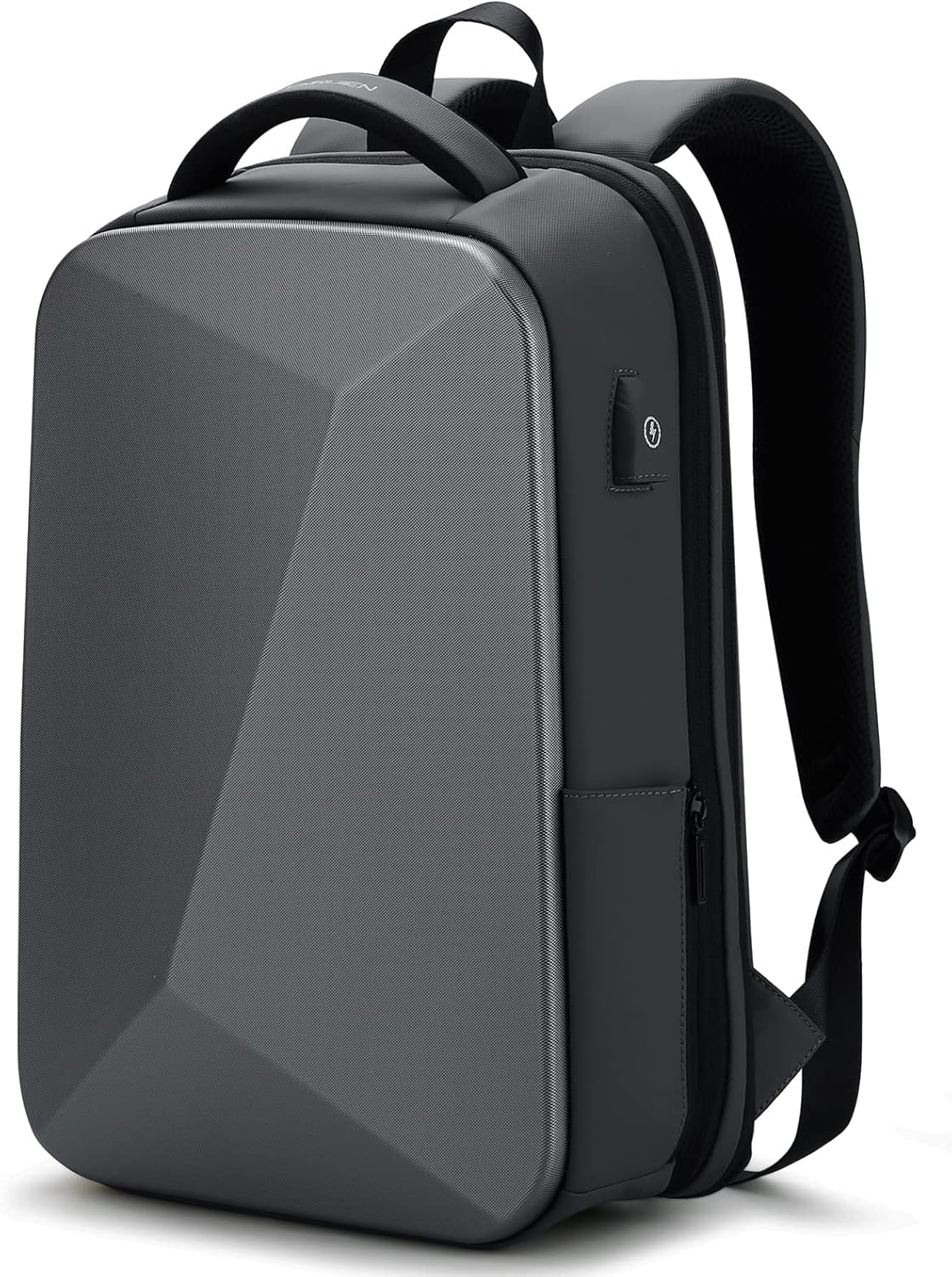 FENRUIEN Mochila antirrobo de carcasa dura de 15.6 pulgadas, mochila expandible delgada para laptop de viaje de negocios para hombres, bolsa gris