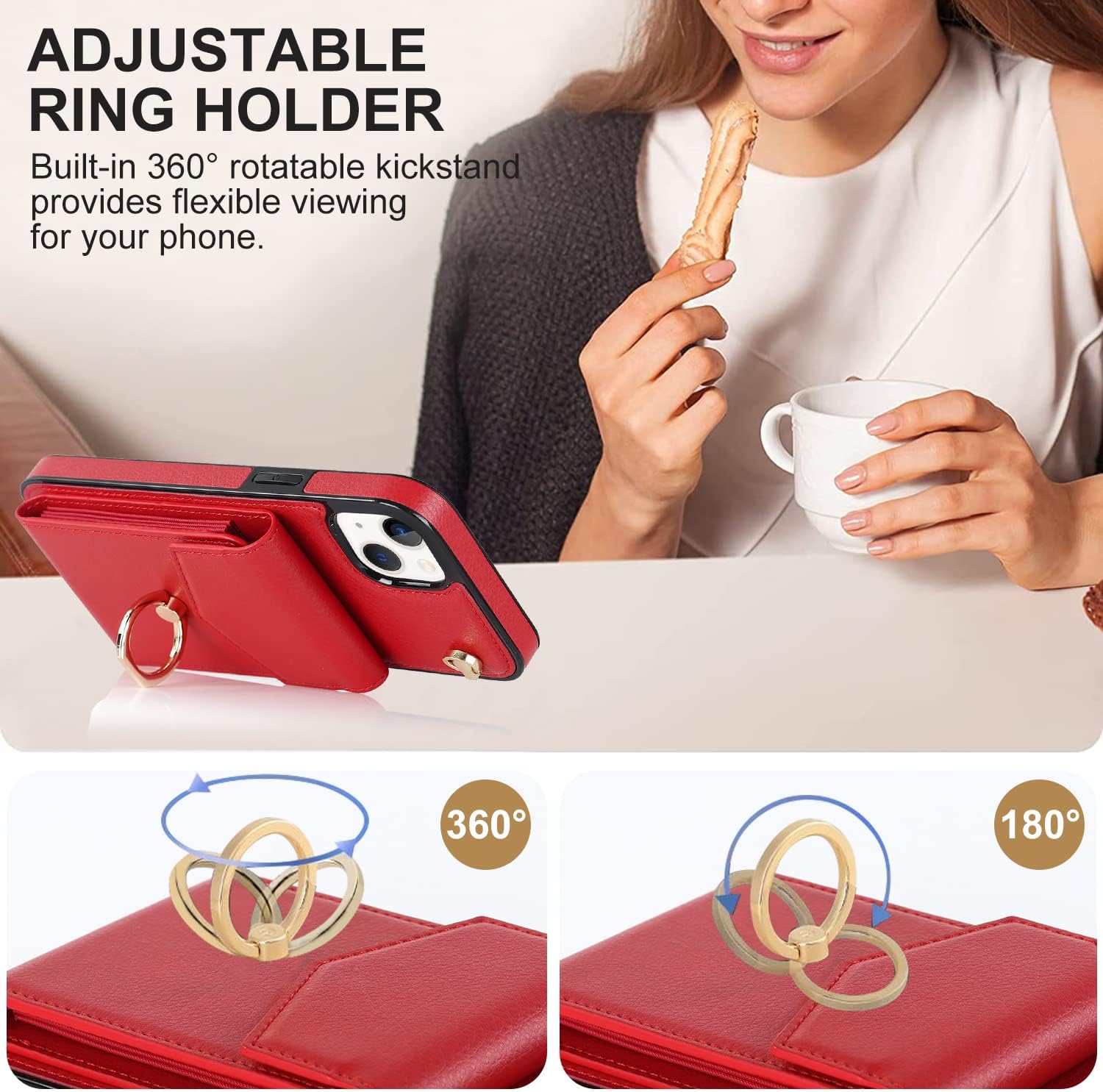 Asuwish Funda para iPhone 13 Mini de 5.4 pulgadas con protector de pantalla de vidrio templado y anillo RFID, soporte para tarjeta de crédito,