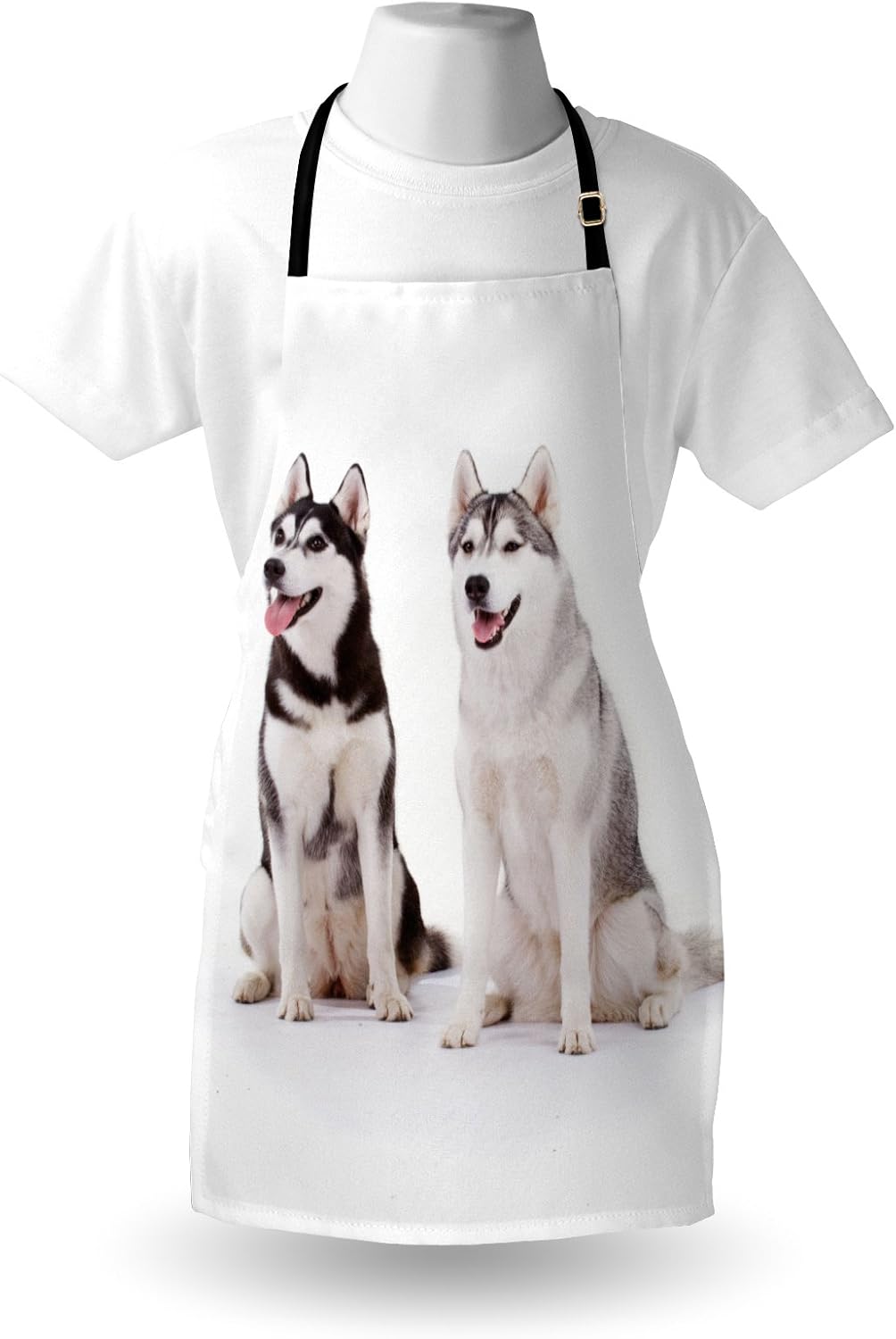 Ambesonne Alaskan Malamute – Delantal de perritos árticos peludos, husky de cría, pedigrí de mamífero siberiano feliz, delantal de cocina unisex con