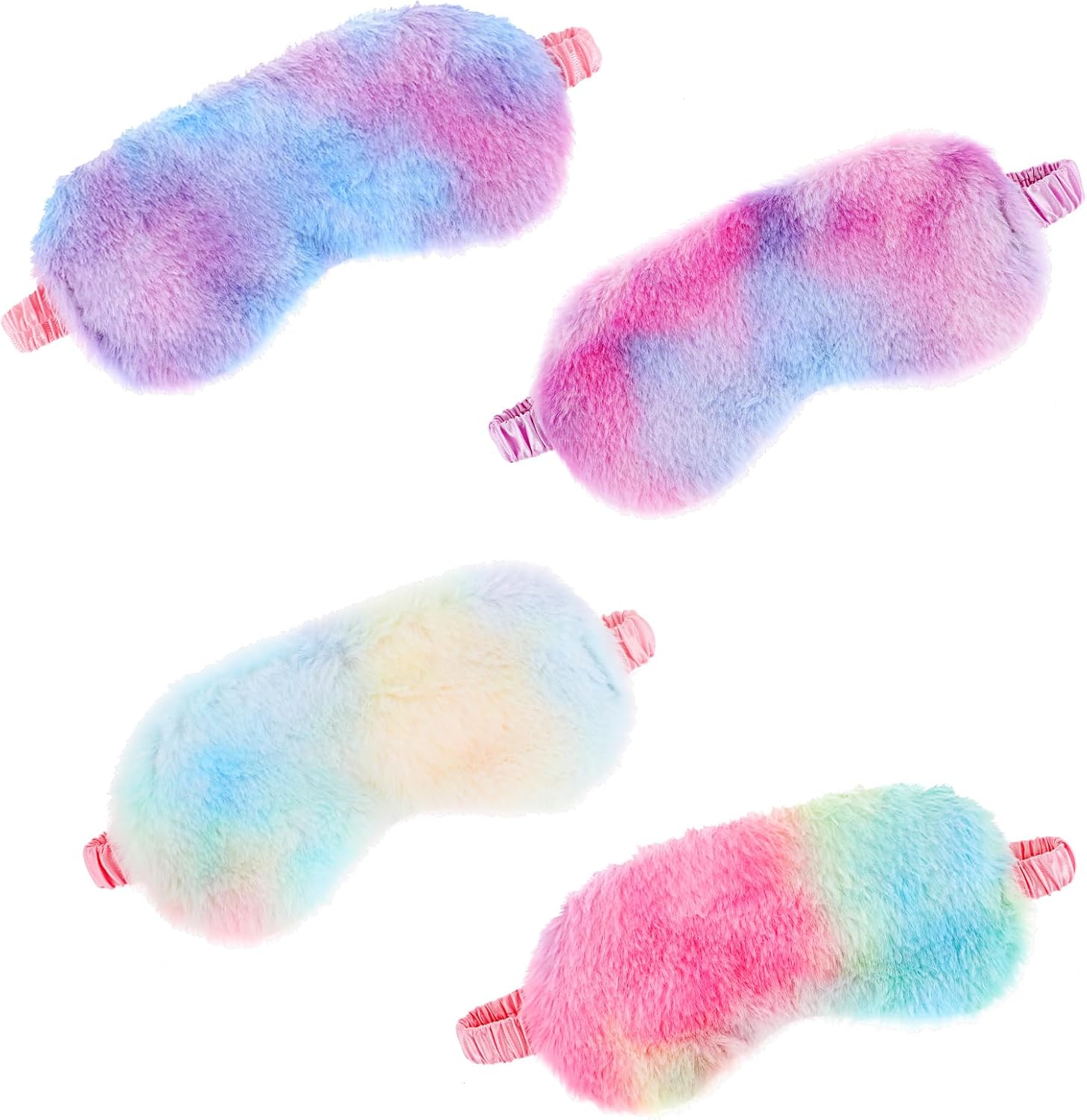 4 piezas de felpa para dormir, máscaras peludas para dormir, suaves y cómodas, con los ojos vendados, color arcoíris, piel sintética, sombra de ojos
