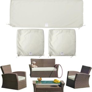 ClawsCover Paquete de 3 fundas de repuesto para cojines de asiento de patio al aire libre para 4 piezas de mimbre de 4 plazas, juego de conversación ClawsCover Paquete de 3 fundas de repuesto para cojines de asiento de patio al aire libre para 4 piezas de mimbre de 4 plazas, juego de conversación
