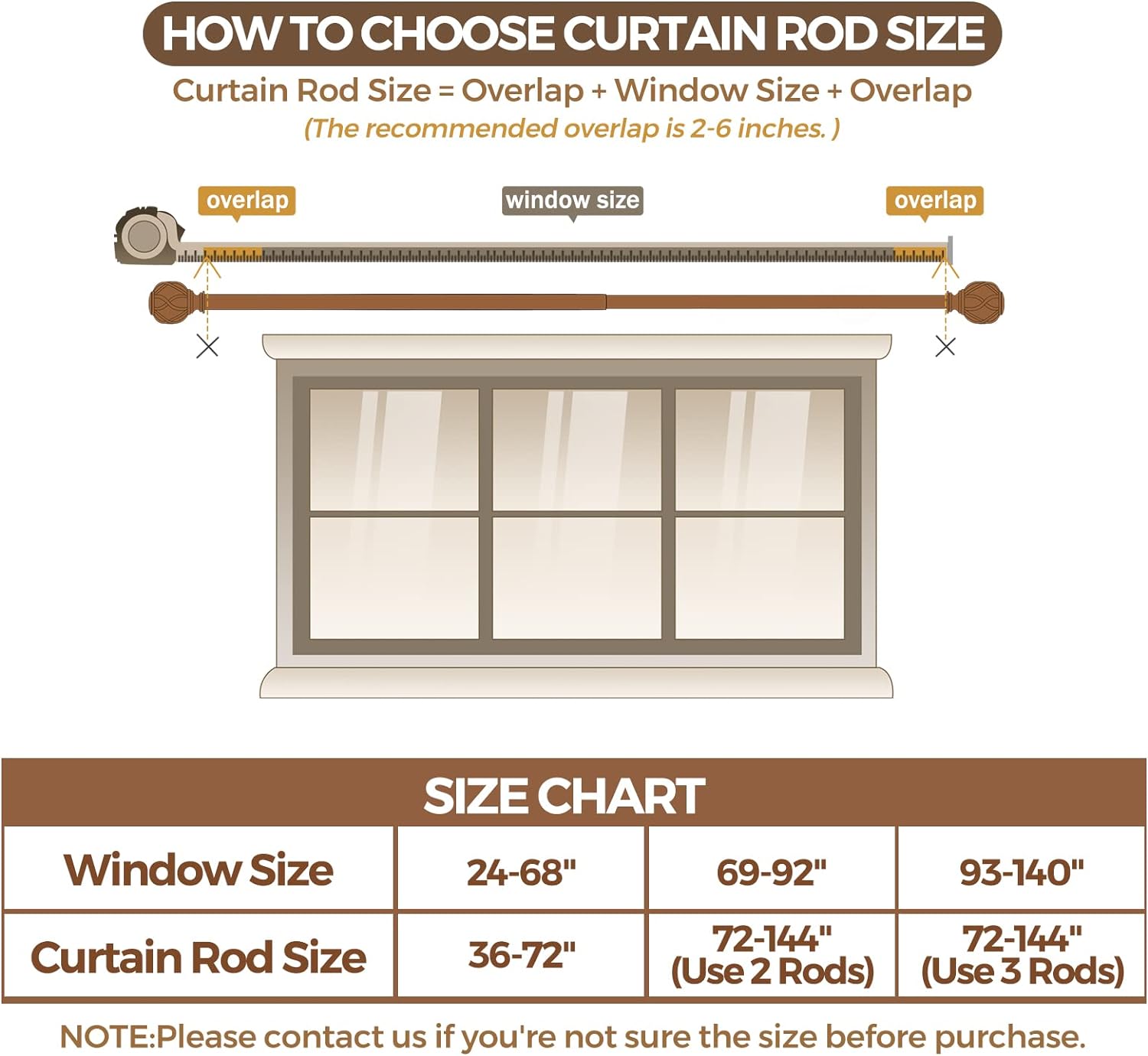 KAMANINA Barras de cortina dobles de 1 pulgada para ventanas de 36 a 72 pulgadas (3 a 6 pies), barra de cortina doble resistente, barra de cortina