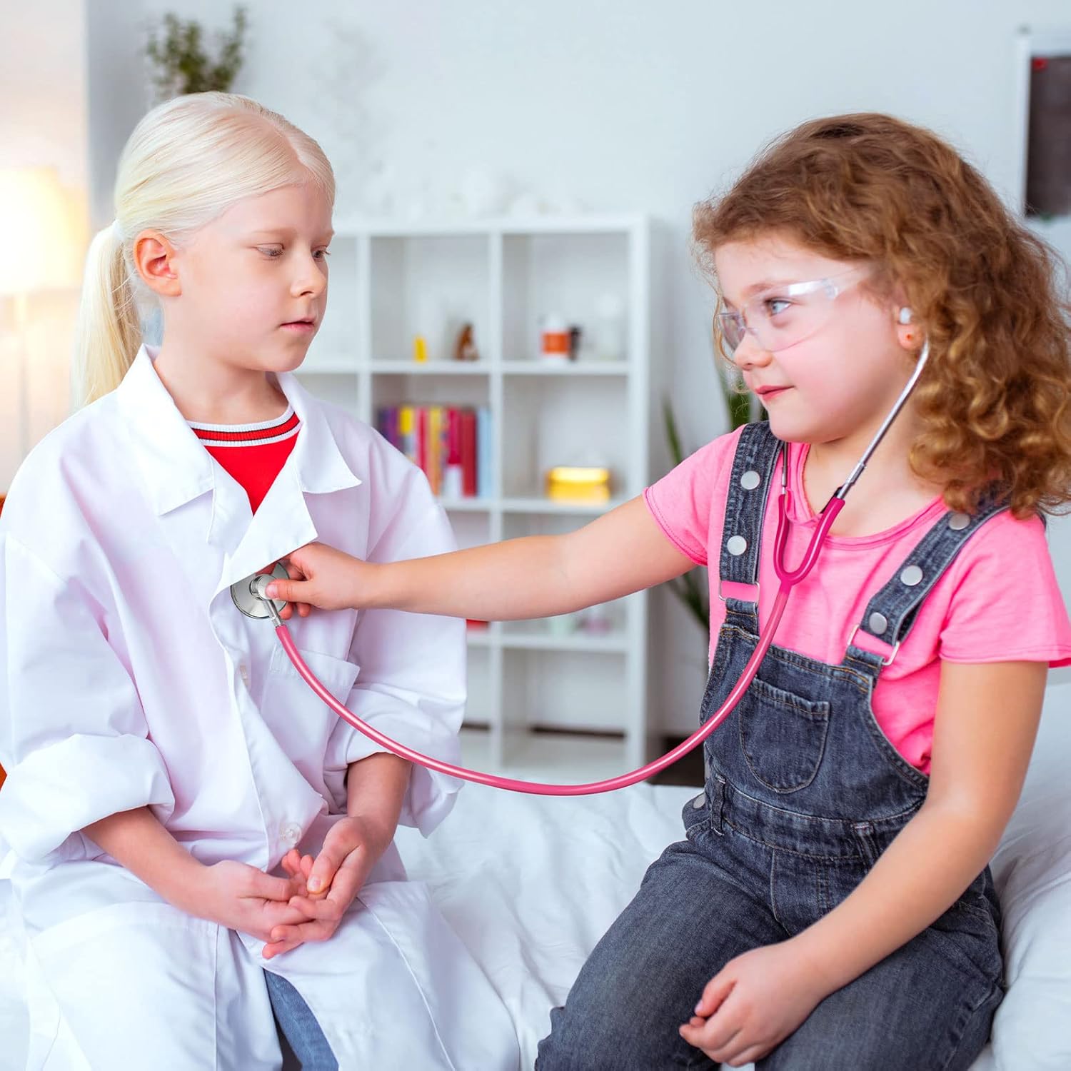 2 piezas de juguete de estetoscopio para niños, estetoscopio de trabajo de enfermería para niños, juego de rol, lindo doctor accesorios de juego de