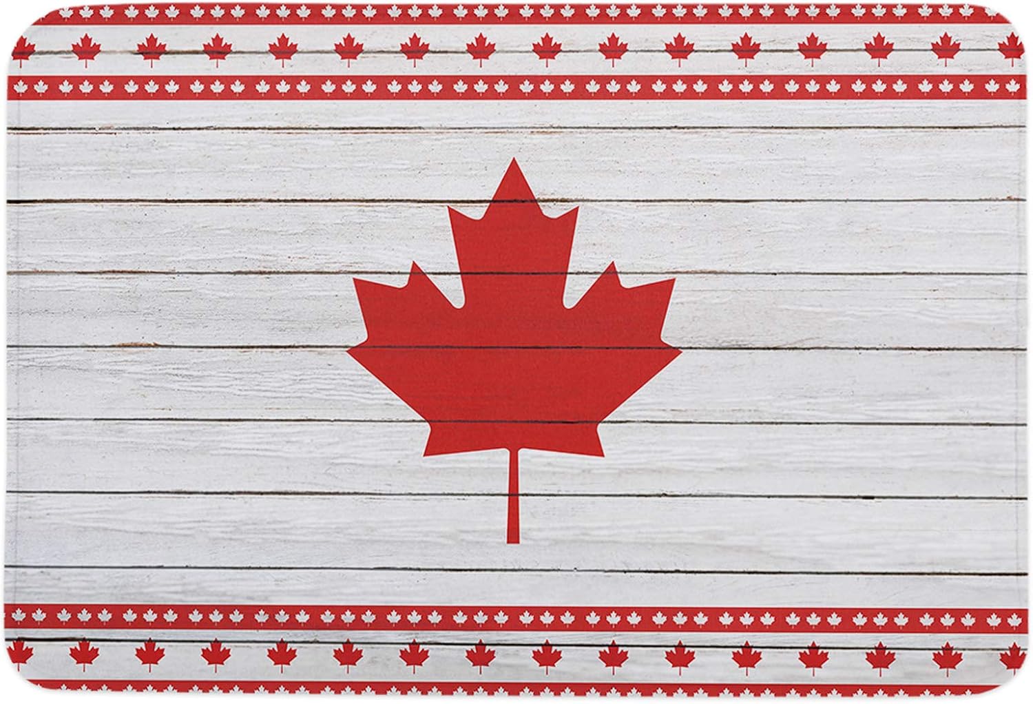 Red Maple Leaf Durable Bath Mat, Entrance Front Door Rug Shoes Mat Sponge Carpet, Indoor Non Slip Floor Bath Mat – Autumn Wood Grain Retro 16x24In