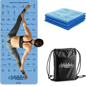 Esterilla de yoga plegable para viajes, plegable, gruesa, ecológica, elastómero termoplástico, antideslizante, esterilla de yoga para entrenamiento Esterilla de yoga plegable para viajes, plegable, gruesa, ecológica, elastómero termoplástico, antideslizante, esterilla de yoga para entrenamiento
