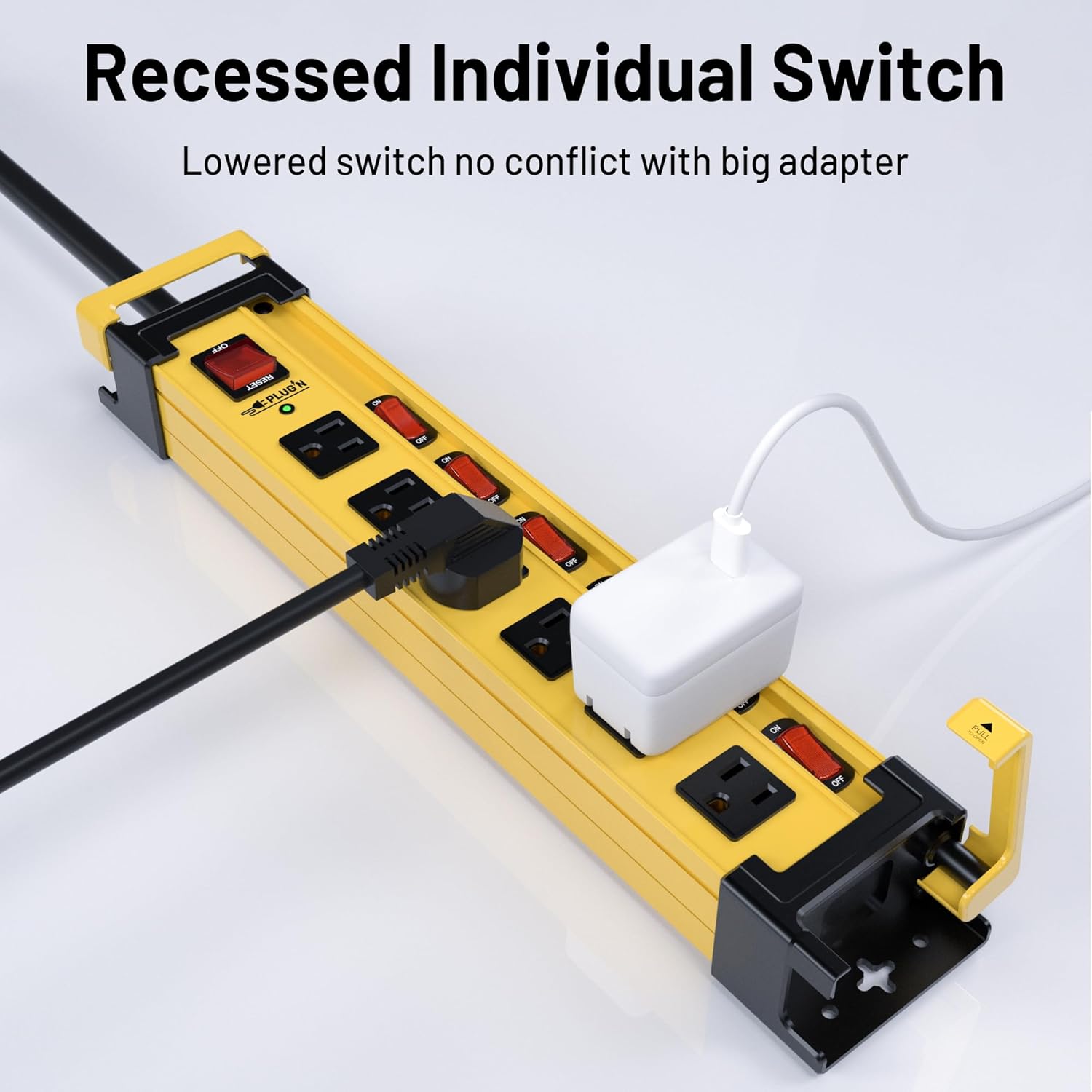 Regleta protectora contra sobretensiones 2700J con interruptores individuales y enchufe plano, regletas de alimentación de metal resistente de 6