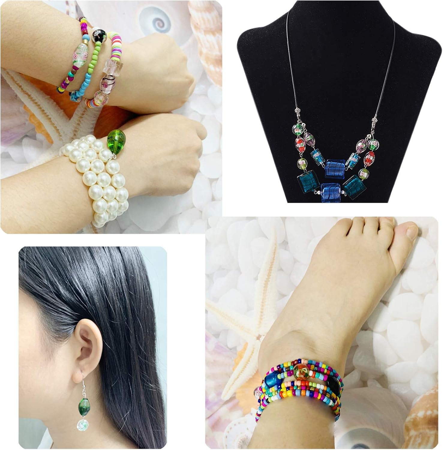 Cuentas de vidrio surtidas al azar (80 unidades) para la fabricación de joyas, formas mixtas y colores, cuentas sueltas para la mayoría de las