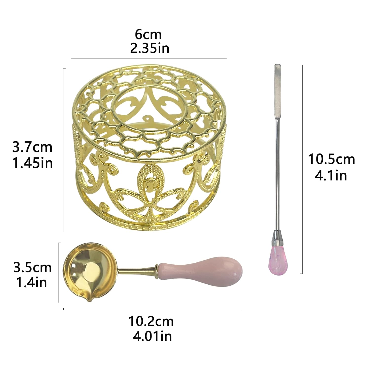 Kit de sellado de cera de metal con cuchara y barra de agitación, kit de sellos de cera para derretir varillas de sellado de cera o cuentas de cera
