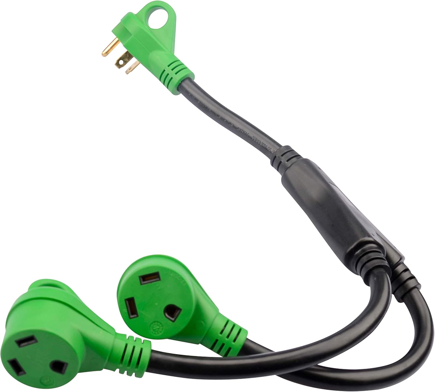 RVGUARD Cable adaptador RV Y con mango 30 Amp TT-30 macho enchufe a dos 30 Amp TT-30 hembra, verde