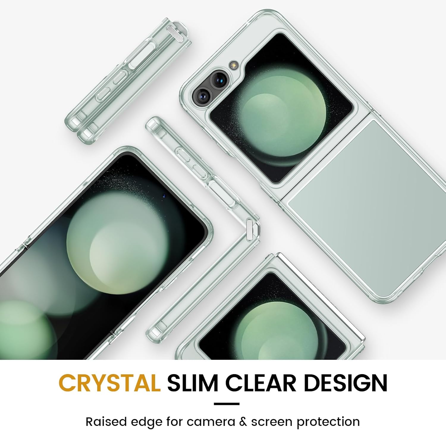 VEGO Funda para Galaxy Z Flip 5 con protector de pantalla, TPU anticaída, funda ultra delgada, resistente al desgaste, cubierta de parachoques de