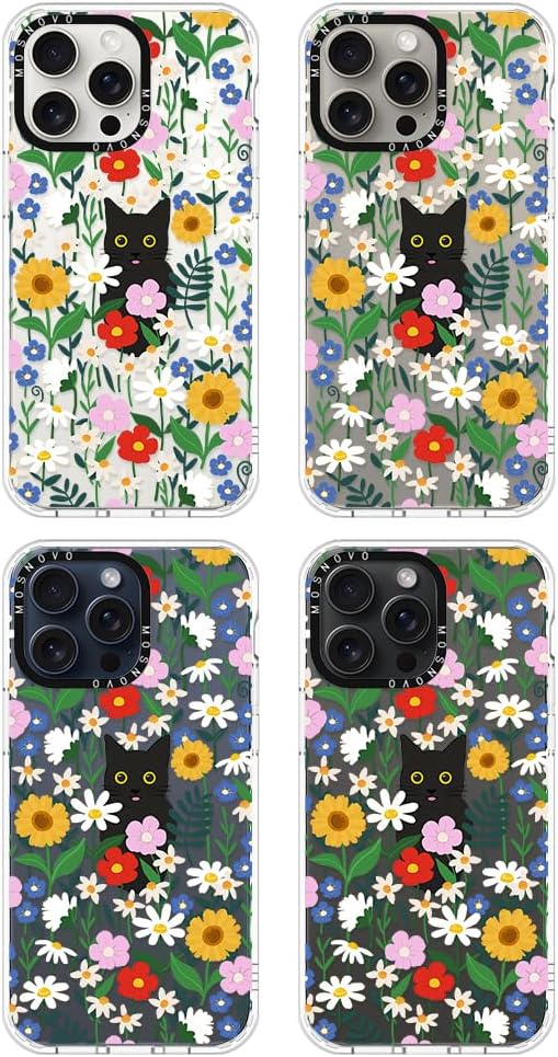 MOSNOVO Buffertech – Funda compatible con iPhone 15 Pro Max, impacto de caída de 6.6 pies, tecnología antidesprendimiento, funda transparente de