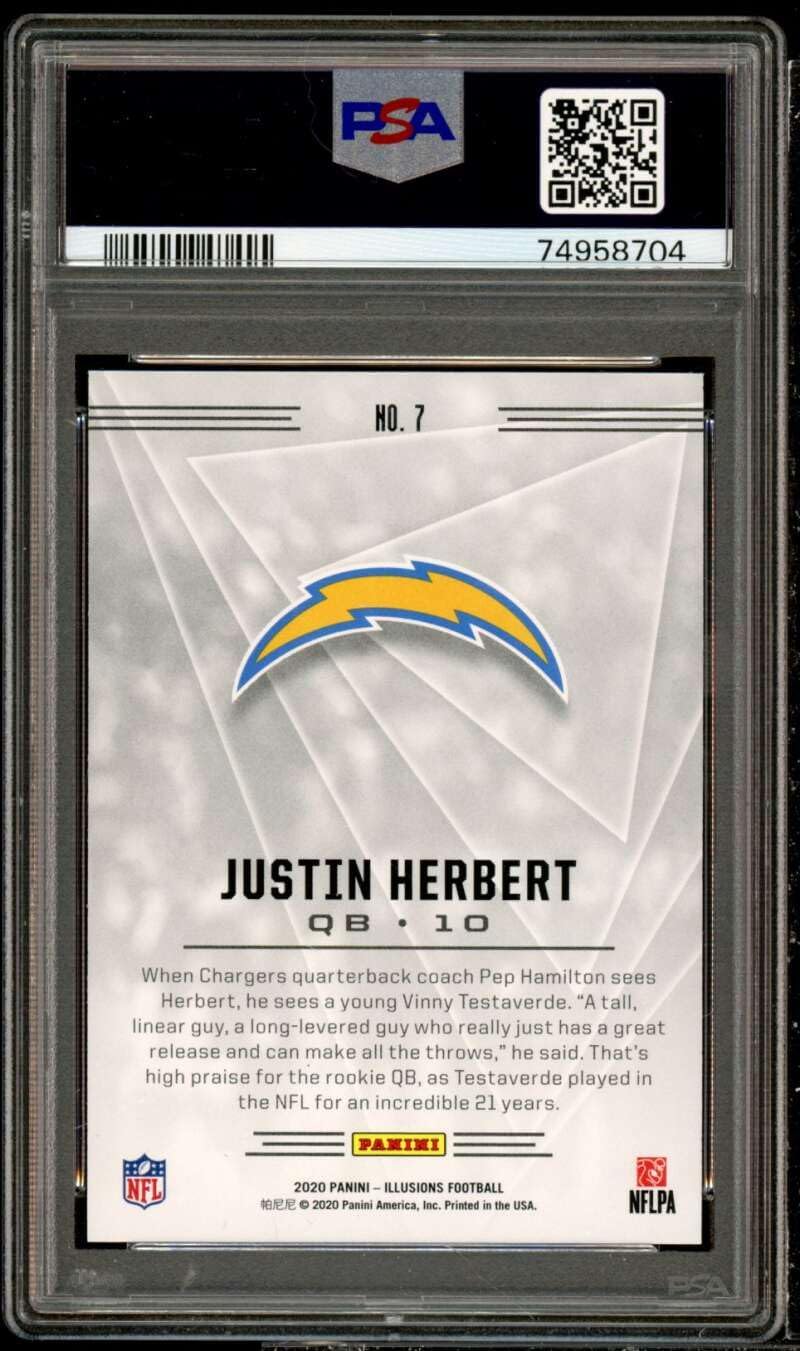 Justin Herbert Rookie Card 2020 Panini Illusions Retail #7 PSA 10
