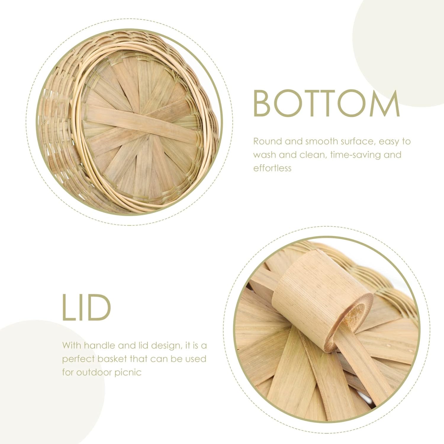 Kichvoe Cesta de almacenamiento con tapa, palé de madera, cubos de almacenamiento tejidos de ratán para utensilios, cesta de juguetes tejida, cesta