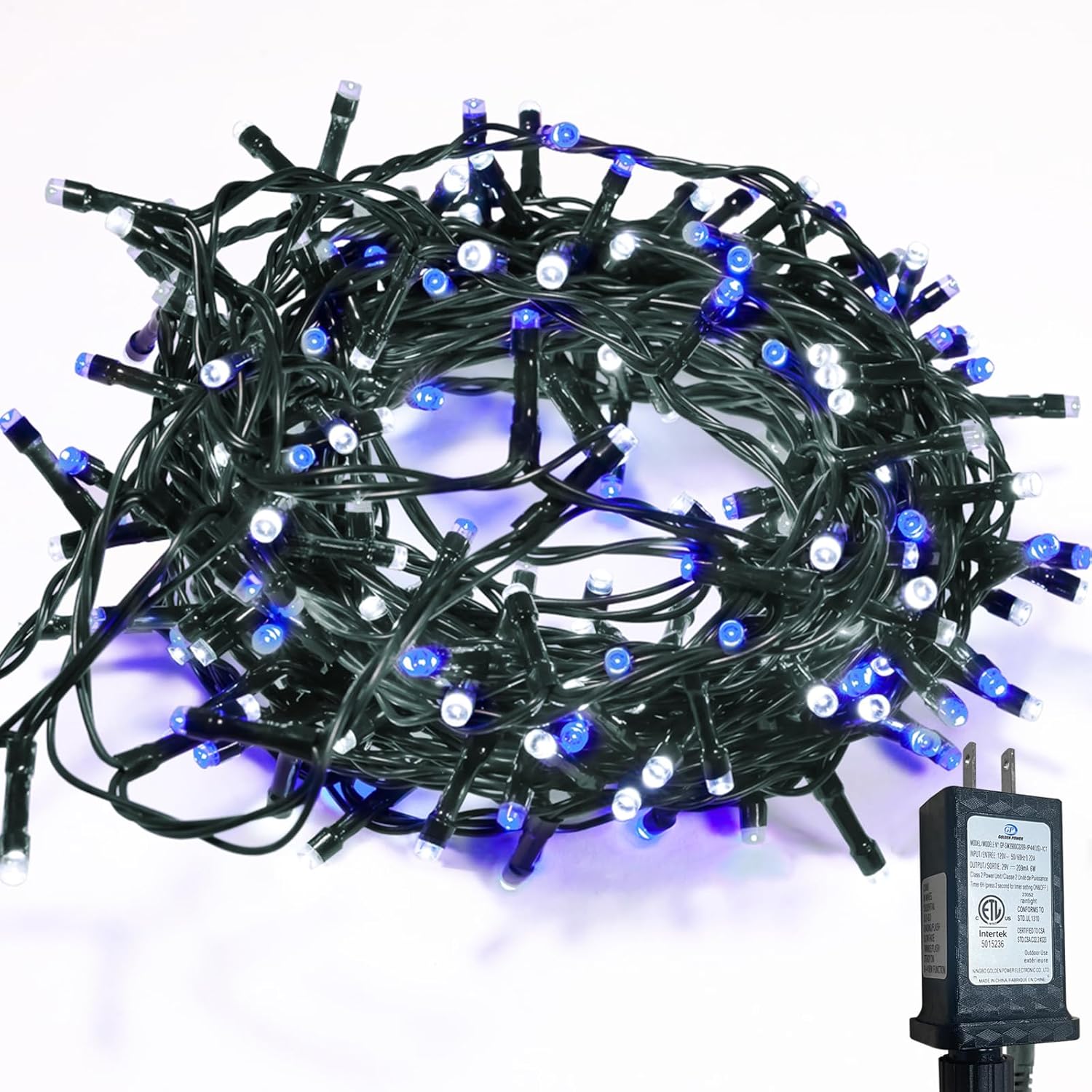 WISD Guirnalda de luces de Navidad de 400 luces LED de 75 pies para interiores y exteriores, luces decorativas con enchufe para árbol de Navidad,