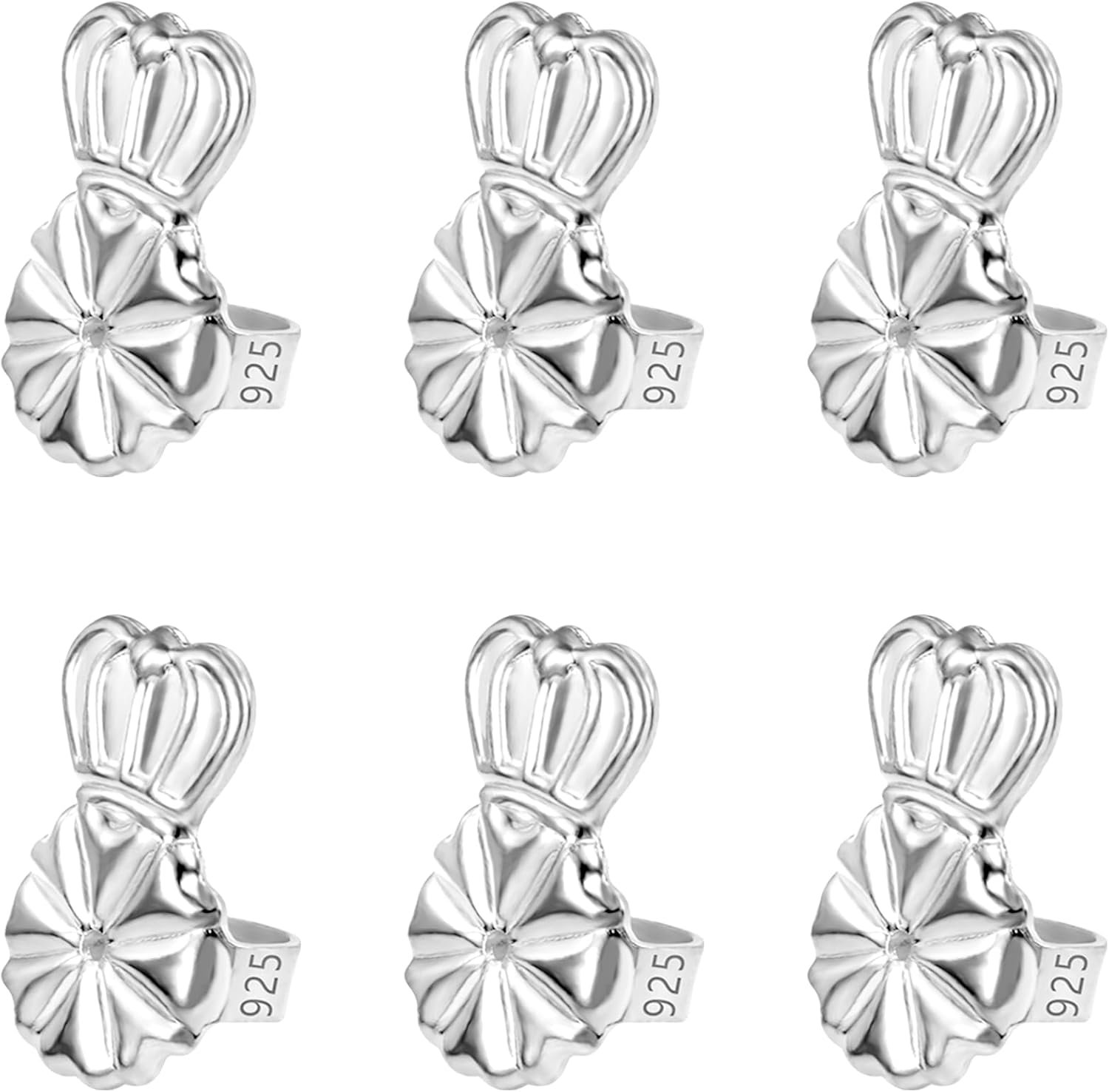 Espalda levantadora de aretes de plata de ley 925 para orejas caídas, ajustables, hipoalergénicas, para aretes pesados