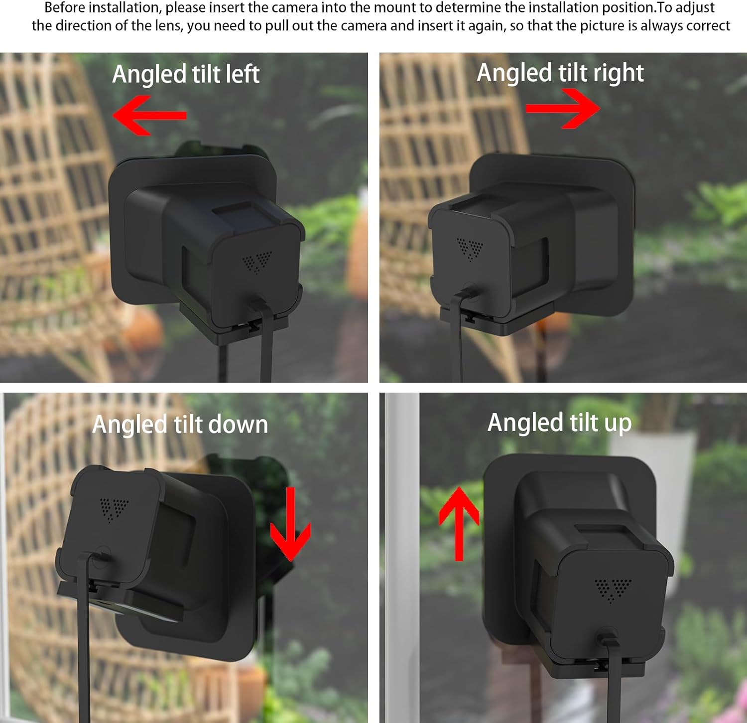 HOLACA Soporte de ventana para Wyze Cam v3, 20 grados de inclinación (arribaabajoizquierdaderecha) Soporte de montaje flexible adhesivo fuerte para