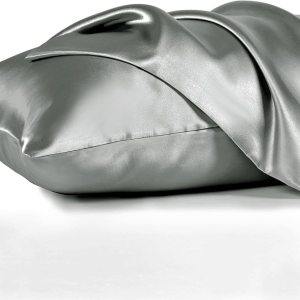 Juego de 2 fundas de almohada de satén ideales para el cabello y la piel, color gris oscuro, juego de 2 fundas de almohada de satén lujosas y Juego de 2 fundas de almohada de satén ideales para el cabello y la piel, color gris oscuro, juego de 2 fundas de almohada de satén lujosas y