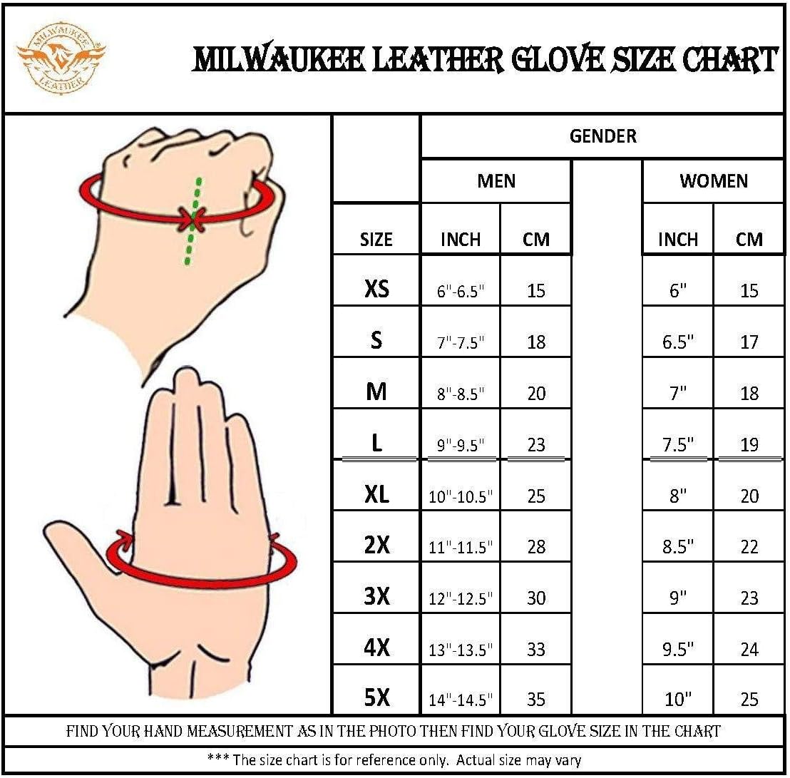 Milwaukee Leather SH851 Men’s Black Leather Gel Padded Palm Fingerless Motorcycle Hand Gloves Made W Genuine USA Deerskin