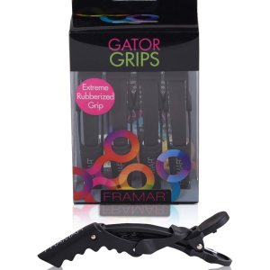 Framar Gator Grips – Juego de 4 pinzas profesionales para el cabello con corte y sección, dientes anchos y duraderas para peluquería Framar Gator Grips – Juego de 4 pinzas profesionales para el cabello con corte y sección, dientes anchos y duraderas para peluquería