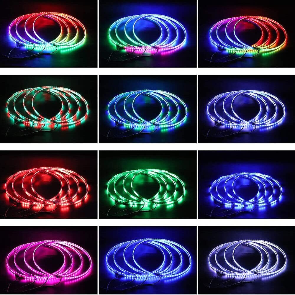 Juego de luces LED de 15.5 pulgadas para llantas de color de flujo de sueño para automóvil, camión, todoterreno, kit de anillo de rueda LED por