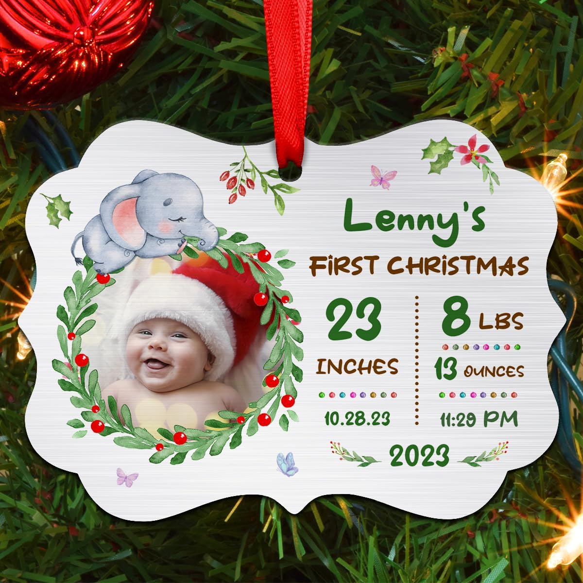 Adorno personalizado para la primera Navidad del bebé, adornos de aluminio para la primera Navidad, recuerdo, decoración de árbol de Navidad, regalos