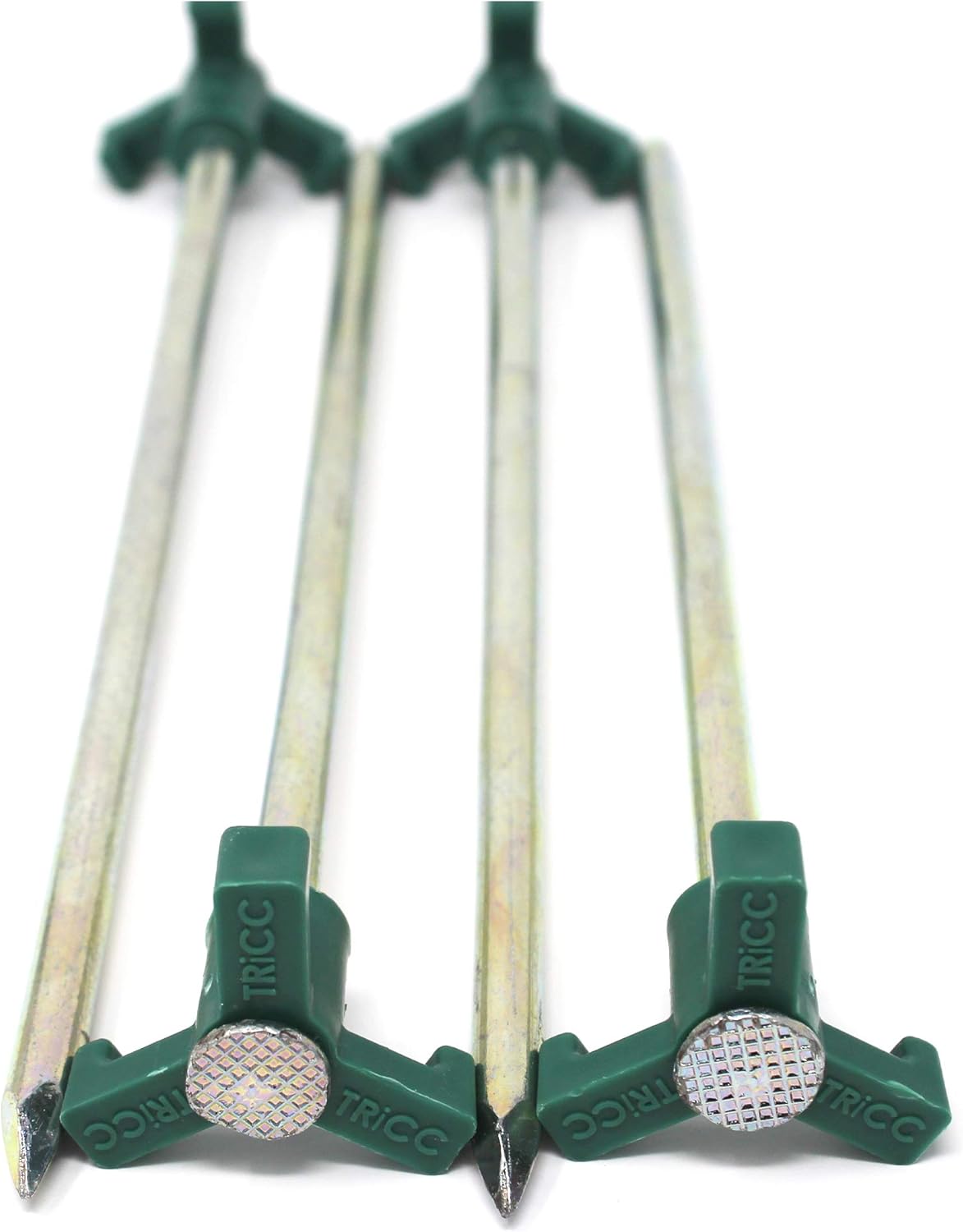 Tricc – Estacas irrompibles de acero resistente galvanizado antioxidante de 10 pulgadas, tres estacas sólidas, resistentes para viajes al aire