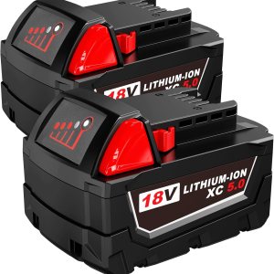 S SKSTYLE Batería de 5.0Ah para Milwaukee M18 48-11-1850 Paquete de 2 baterías de iones de litio de 18 V 48-11-1852 S SKSTYLE Batería de 5.0Ah para Milwaukee M18 48-11-1850 Paquete de 2 baterías de iones de litio de 18 V 48-11-1852