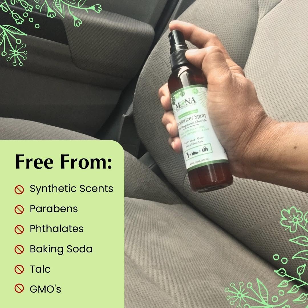 MONA BRANDS – Spray desodorizante para pies y engranajes, 100% natural y vegano, para todas las edades, tipos de piel y superficies  Eliminación de