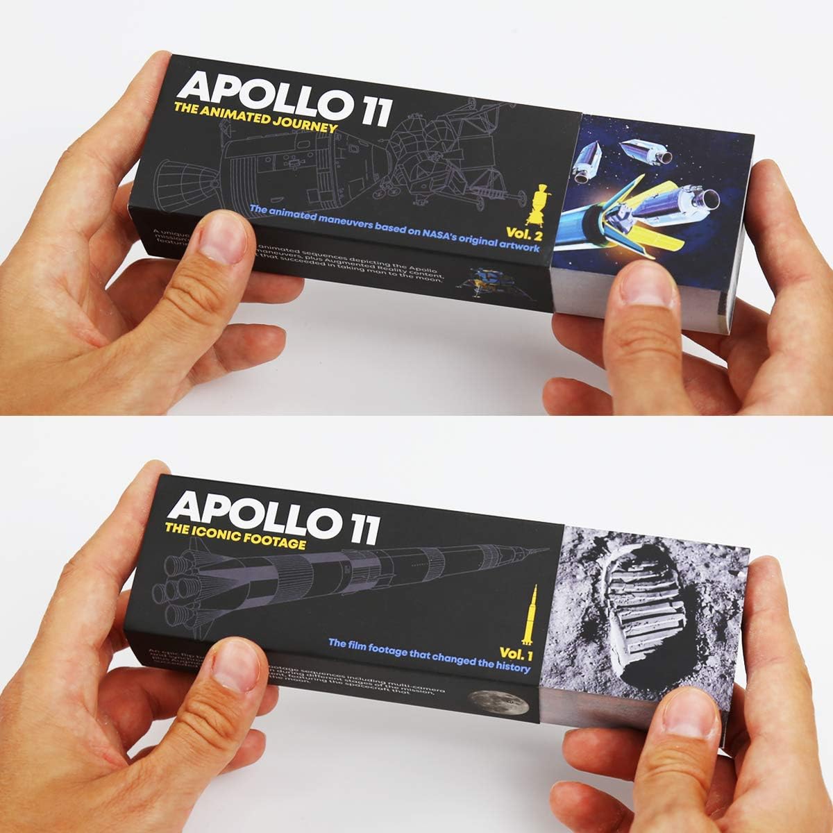 The Apollo 11 Flipbook Edition – 2 Flipbooks con 12 animaciones con el primer aterrizaje lunar de la NASA – Emocionante juego educativo – con cohete