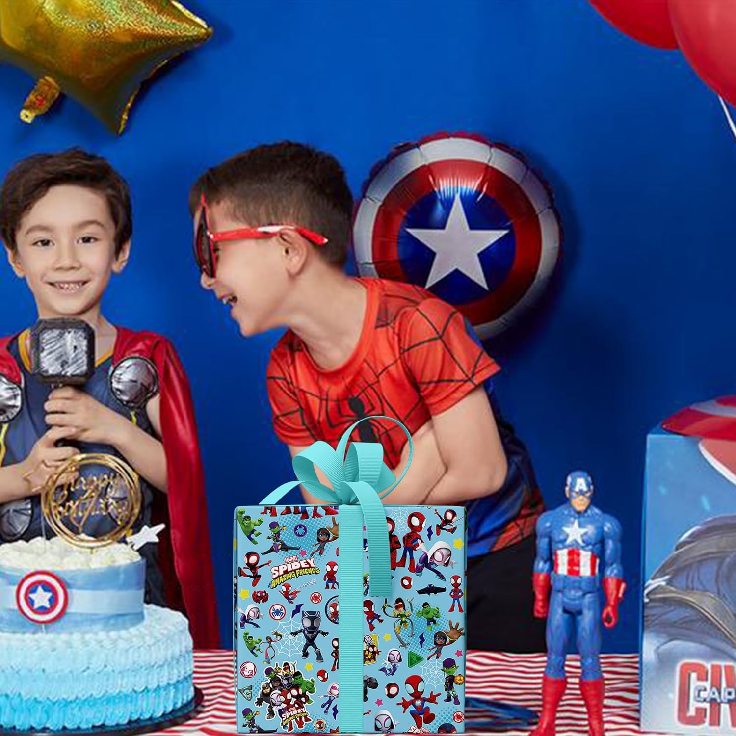 5 piezas de papel de regalo Spidey y sus increíbles amigos, papel de arte a granel plegado plano para baby shower, Spidey y sus increíbles amigos,