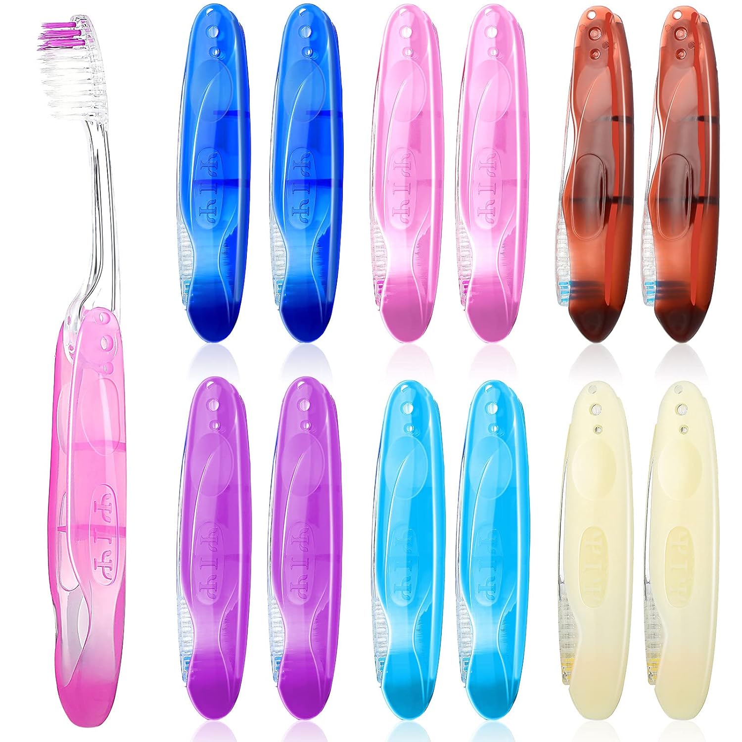Patelai Cepillo de dientes plegable de tamaño de viaje, cepillos de dientes plegables de cerdas suaves envueltas individualmente con cubierta