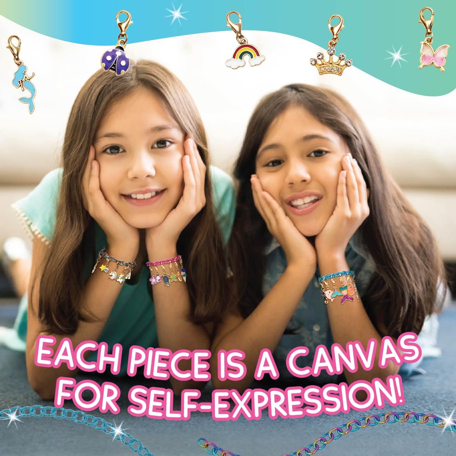 CharmWow – Kit de fabricación de joyas de sirena y unicornio para niñas de 4 años en adelante, crea pulsera de unicornio para niñas de 4 a 6 años o