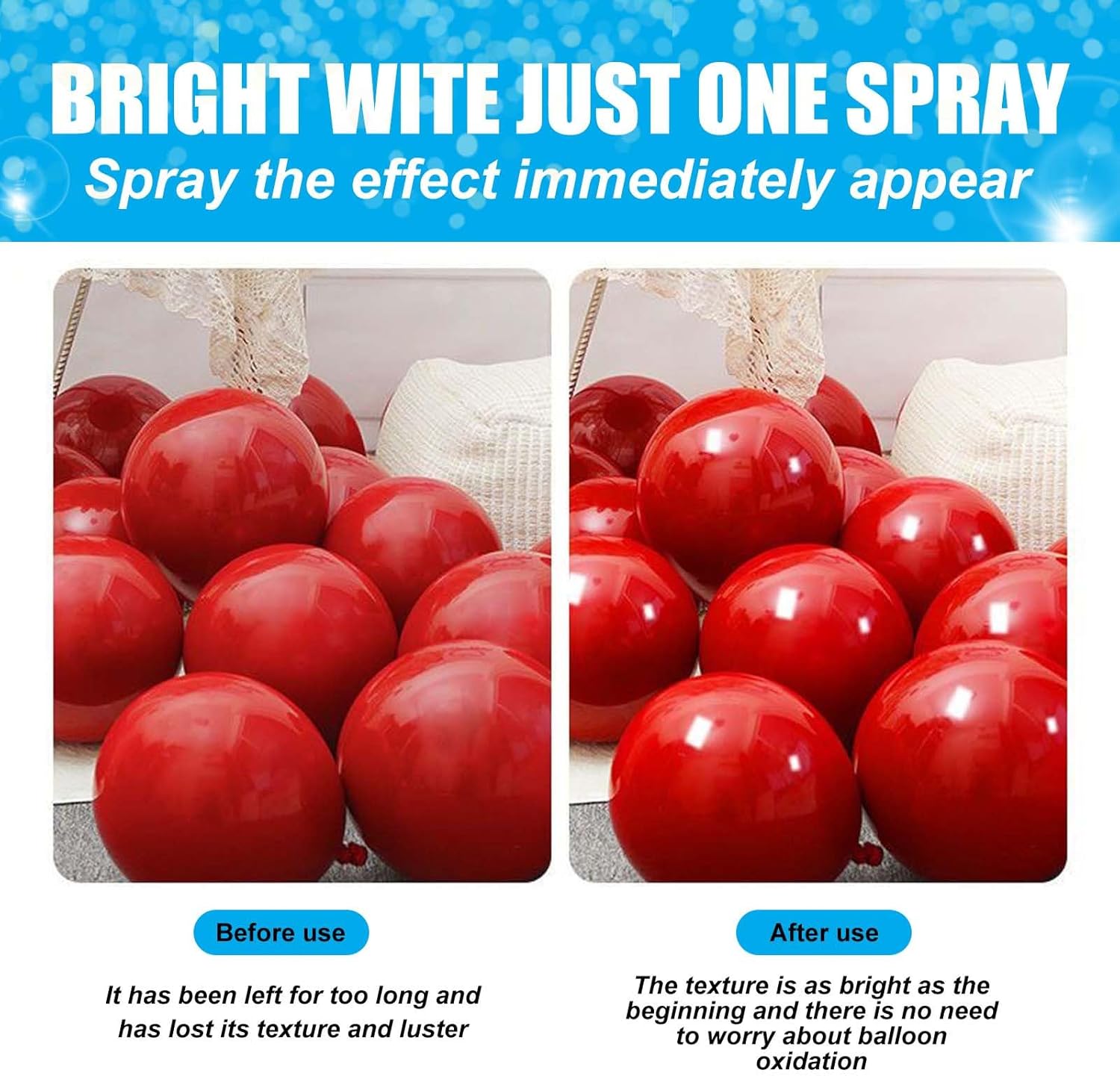 Spray de brillo para globos, 3.4 fl oz, aerosol de brillo para globos, globos de látex ultra brillante, aerosol de brillo para globos, para