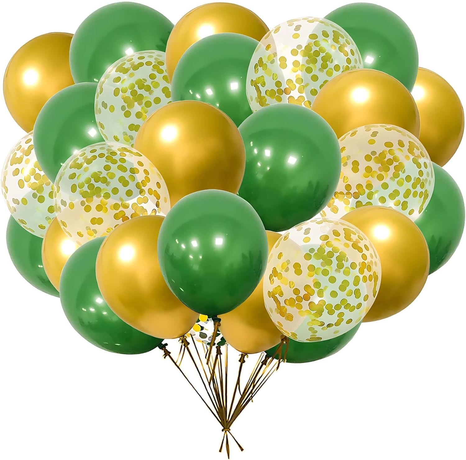 RZIKWT – 50 globos de confeti de oro verde de 12 pulgadas con globos metálicos de látex verde dorado para arco, boda, cumpleaños, baby shower,