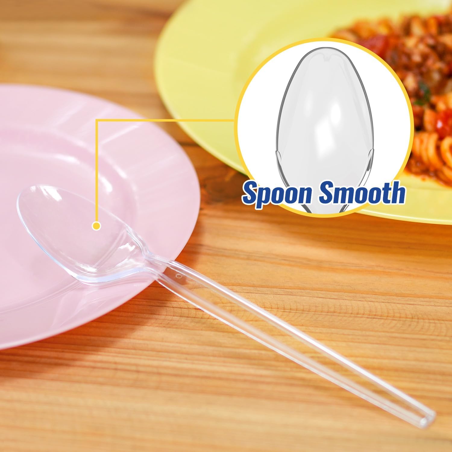 POSATE Cucharas de plástico desechables extralargas de 7.1 pulgadas (100 unidades), tamaño grande para adultos, plástico resistente de grado