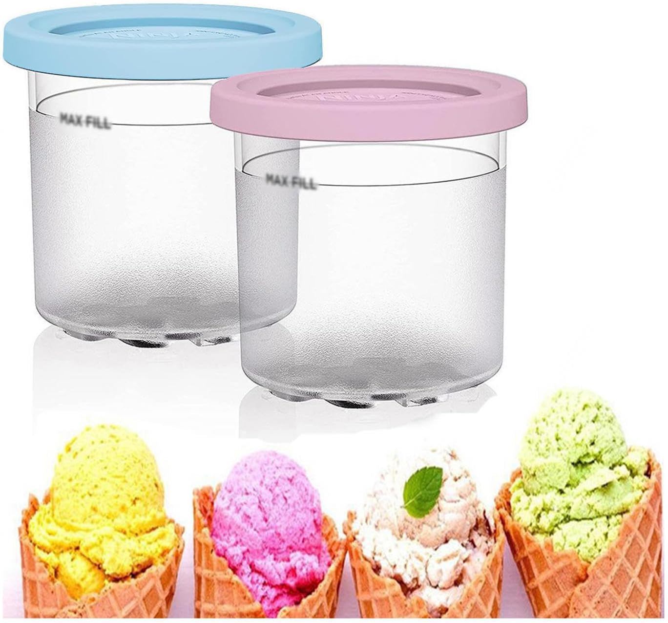 EVANEM 246 recipientes de creami, para pintas y tapas de crema ninja, 16 onzas, seguros y a prueba de fugas para máquina de helados serie NC301