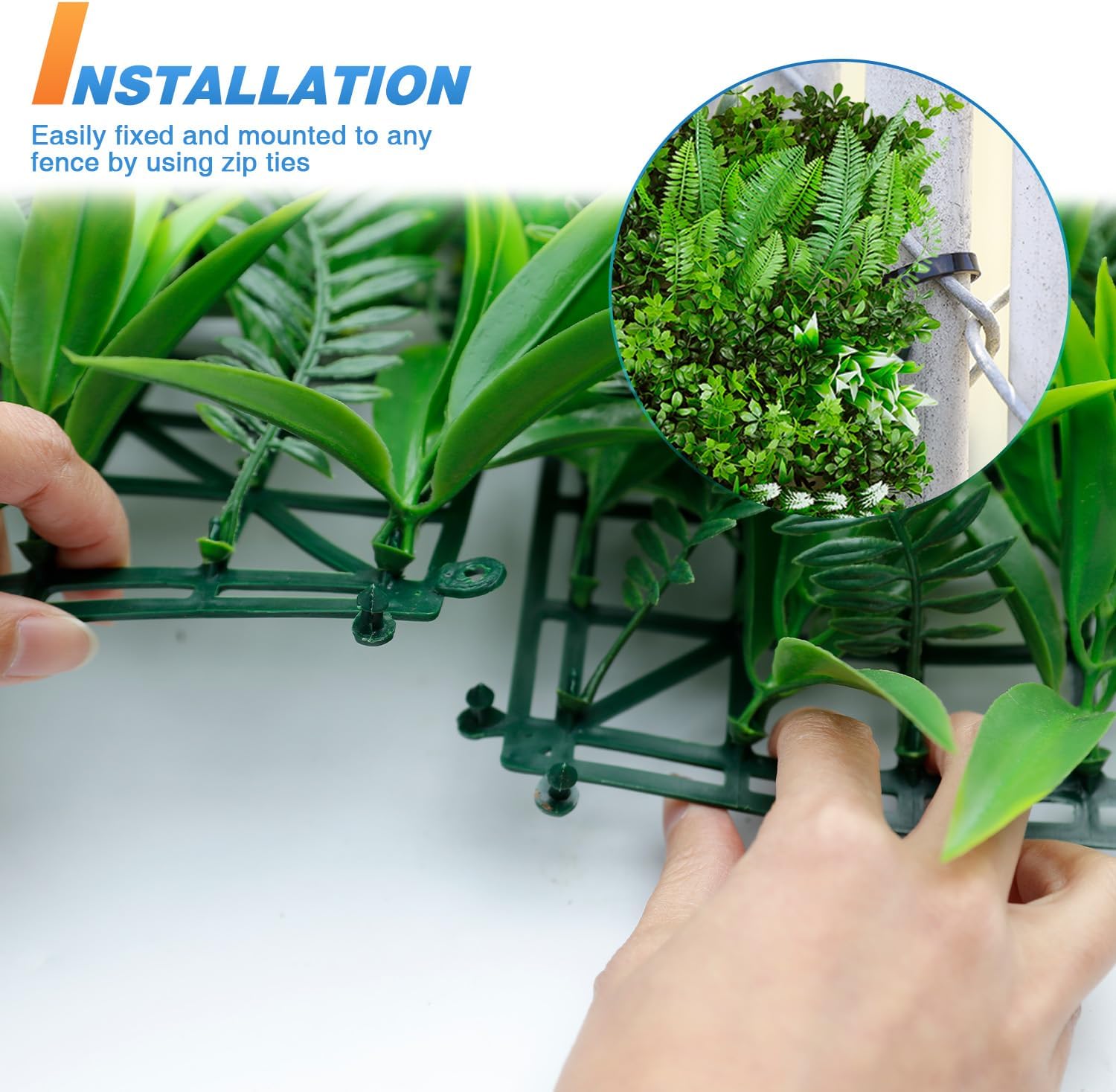 TANG 1 panel de plantas artificiales 3D mezcladas de 40 x 40 pulgadas, estilo 5 telón de fondo de boda, paneles de pared de hierba perenne, pared de