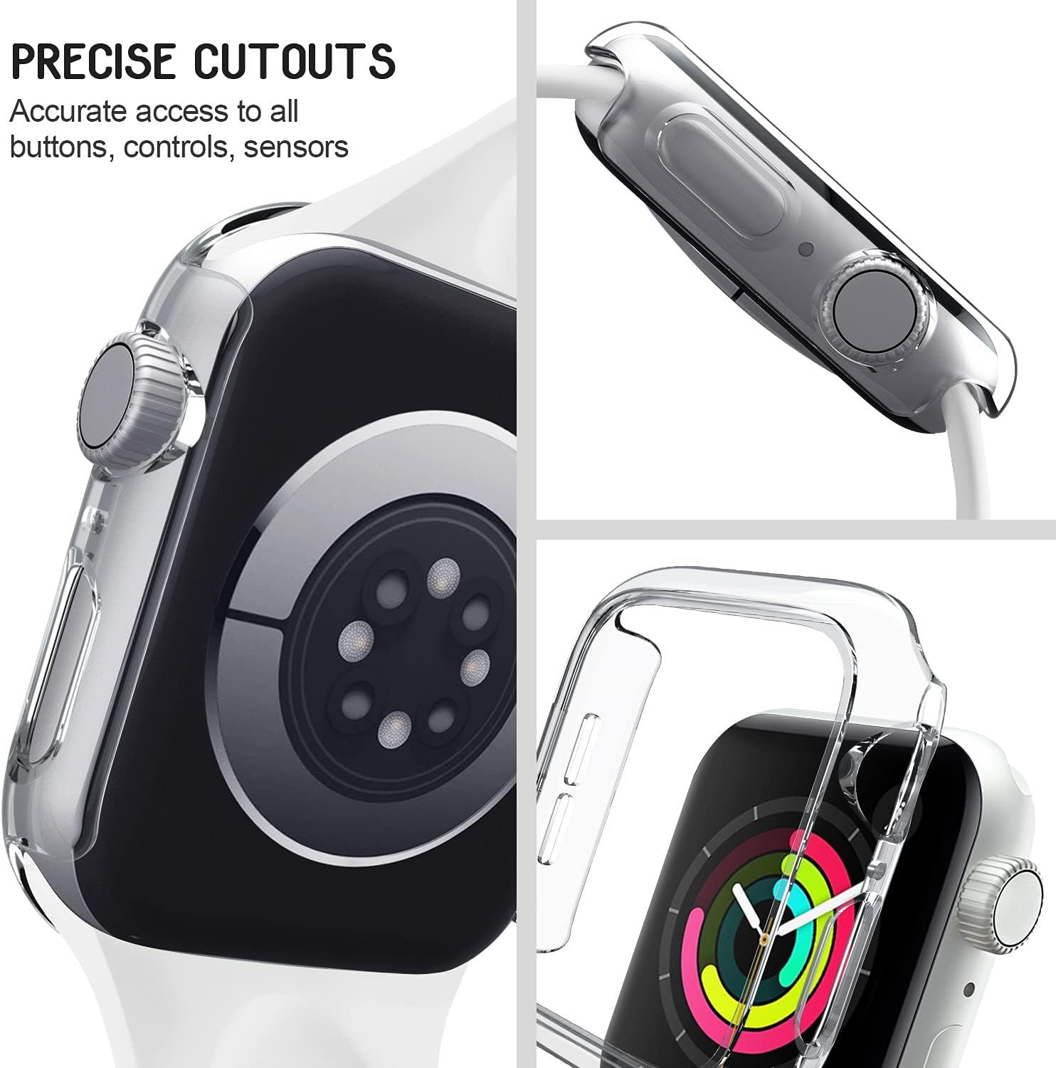 Paquete de 3 fundas compatibles con Apple Watch de 1.575 pulgadas Series 6, Series 5 Series 4 y SE, carcasa rígida de policarbonato protector sin