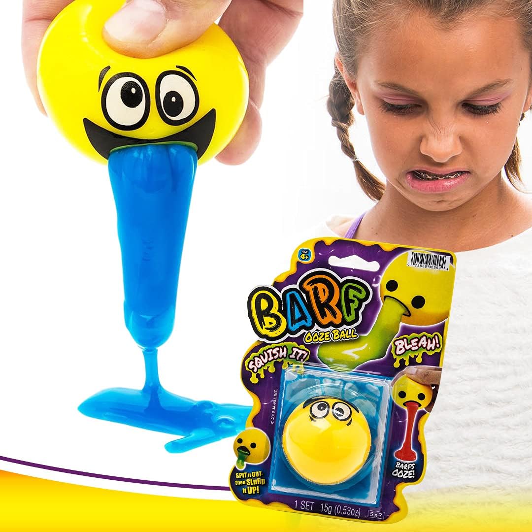 JA-RU Barf-Squishy Stress Ooze Ball (4 bolas de estrés surtidas) Juguetes esponjosos con slime para niños y adultos. Juguetes para vomitar y vomitar