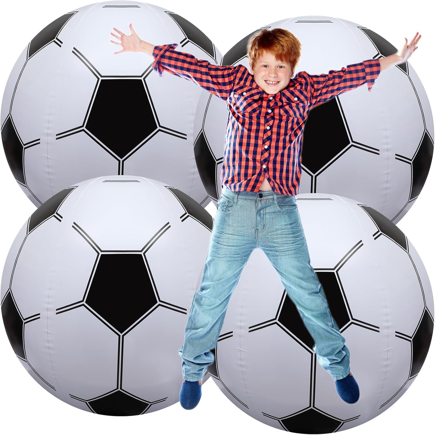 Sosation 4 pelotas deportivas de 2.5 pies y 30 pulgadas, pelotas de playa grandes, bolas inflables gigantes para niños, juegos y actividades en