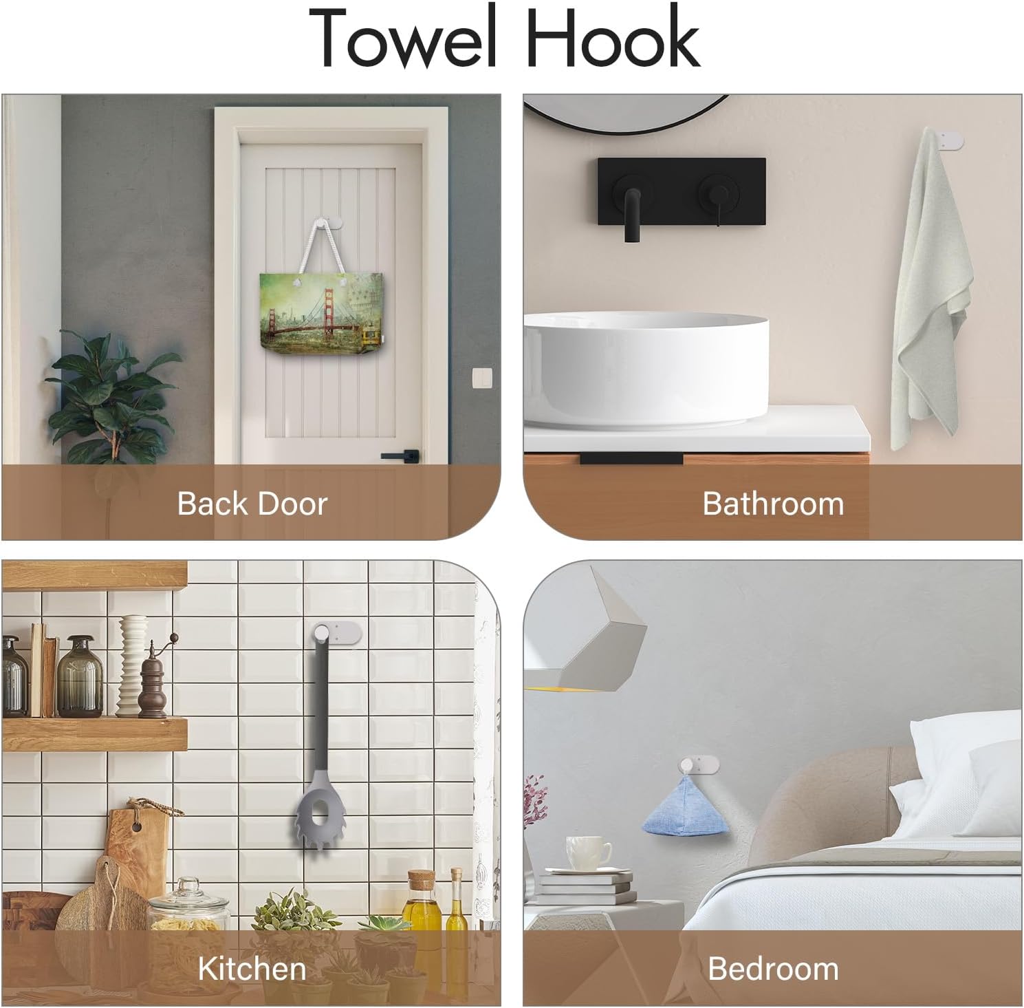 Juego de 4 piezas de accesorios de baño, juego de accesorios de níquel cepillado, juego de toallas de mano de 24 pulgadas, acero inoxidable 304,