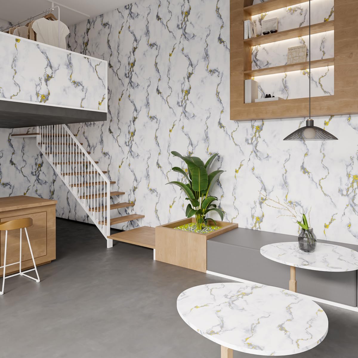 Papel de contacto de mármol gris texturizado autoadhesivo de PVC extraíble para baño, encimeras de cocina, armarios, muebles (17.7 x 78.7 pulgadas