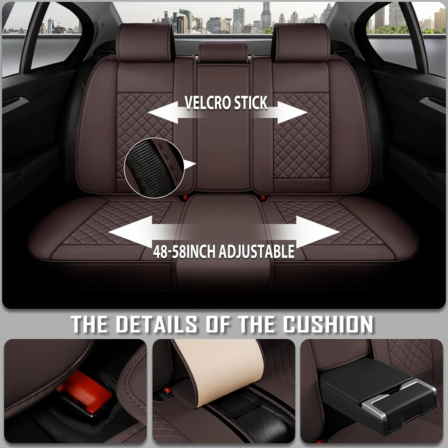 Juego completo de fundas de asiento de automóvil, 5 asientos, universales, impermeables, de cuero, para la parte delantera y trasera, protectores