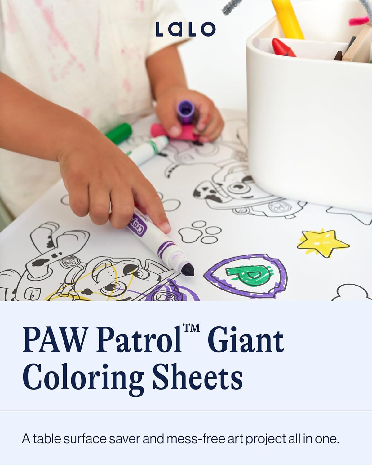 Lalo PAW Patrol – Hojas gigantes para colorear para niños y niños pequeños, un protector de superficie de mesa, proyecto de arte sin ensuciar, 23 x