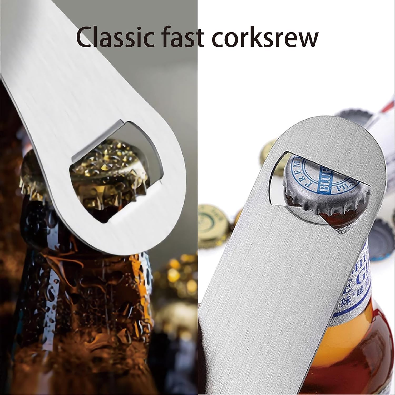 CREATCABIN Phase Moon – Abrebotellas plano de metal de velocidad, abridor de botellas de acero inoxidable, llave de barra para camarero, hogar,