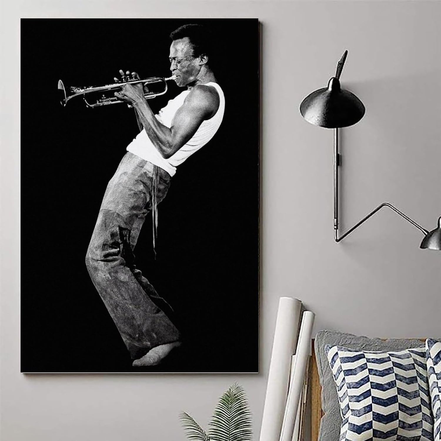 RJETZMU Miles Davis – Póster artístico, pintura artística para pared, lienzo para decoración de dormitorio, 12 x 18 pulgadas (11.8 x 17.7 in),