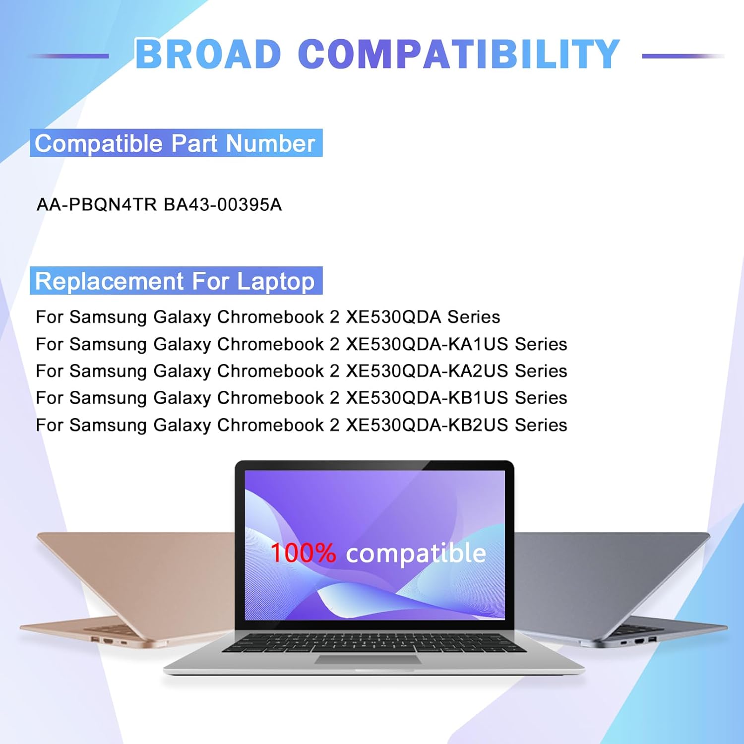 Espacio AA-PBQN4TR – Batería de repuesto para laptop Samsung Galaxy Chromebook 2 XE530QDA XE530QDA-KA1US XE530QDA-KA2US XE530QDA-KB1US