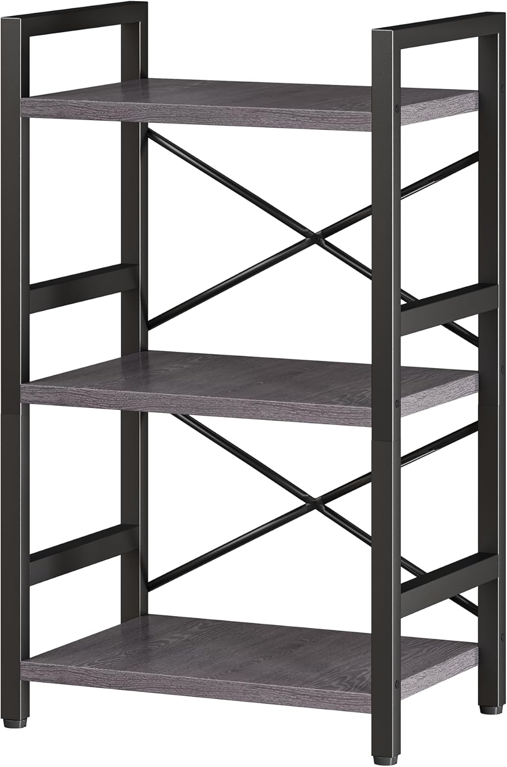 Librería, estantería industrial de 3 niveles, estantería pequeña de metal, organizador de almacenamiento rústico para sala de estar, dormitorio y