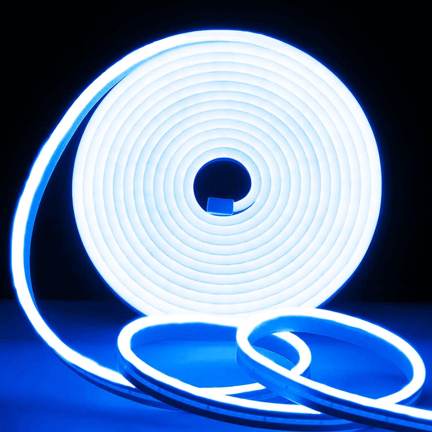 Tira de luces LED de neón, tira de luz azul regulable, tira de luces LED de 16.4 pies, tira de luces LED de 3000 K, letrero de neón impermeable